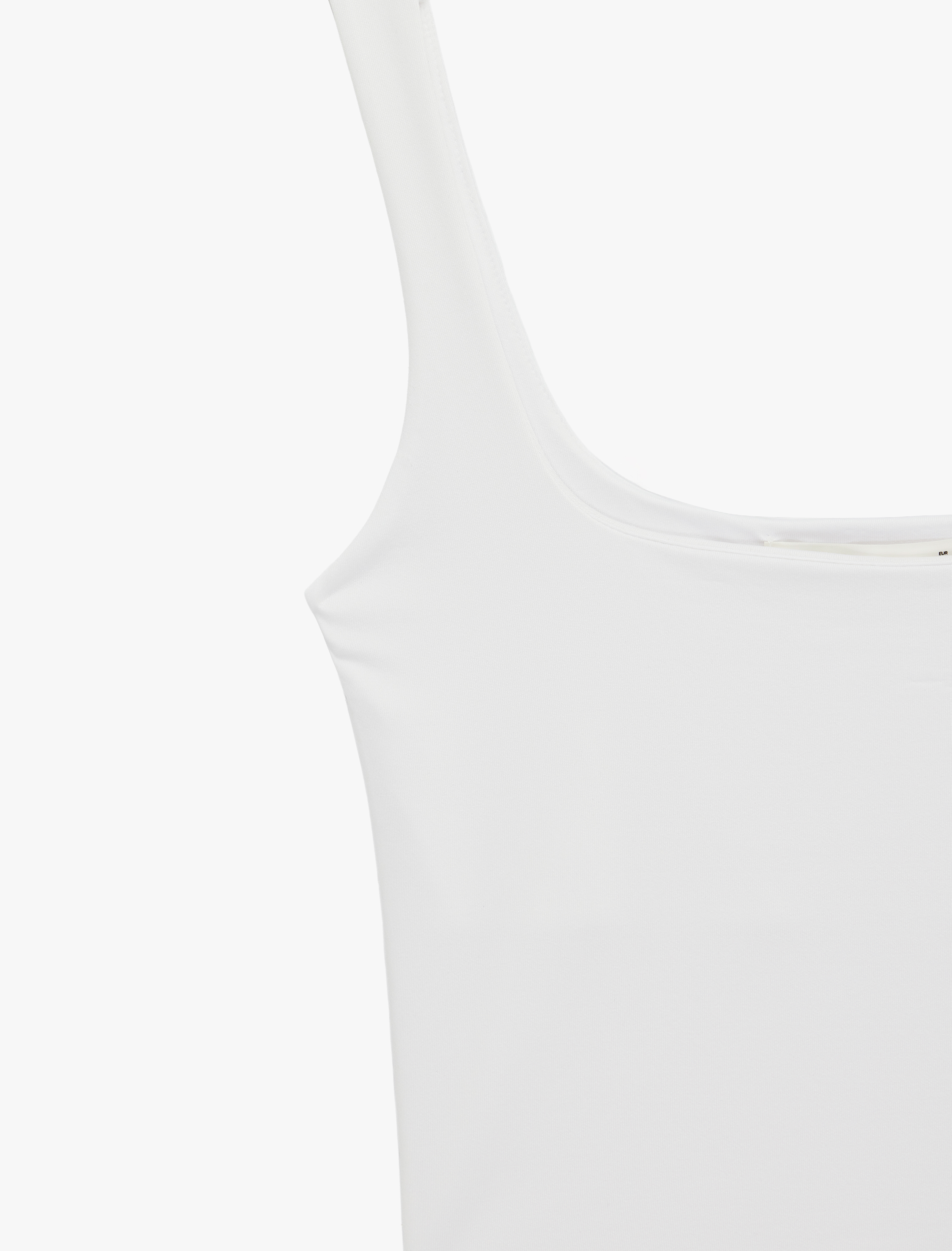   Kare Yaka Slim Fit Kalın Askılı Crop Üst