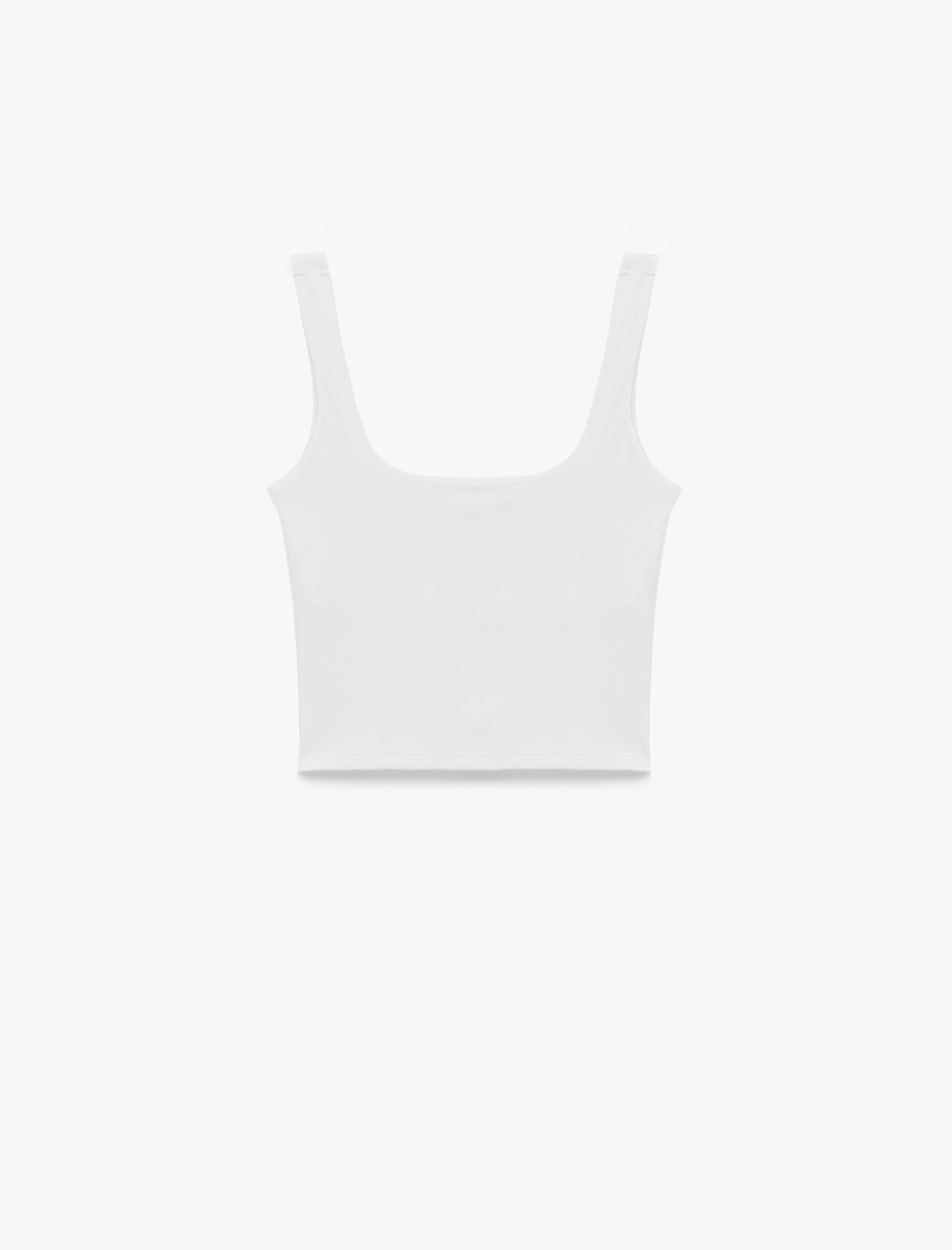   Kare Yaka Slim Fit Kalın Askılı Crop Üst