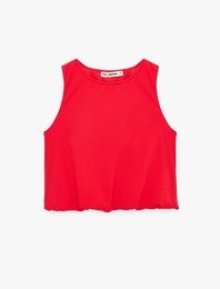 Slim Fit Krep Kumaş Bisiklet Yaka Kolsuz Bluz