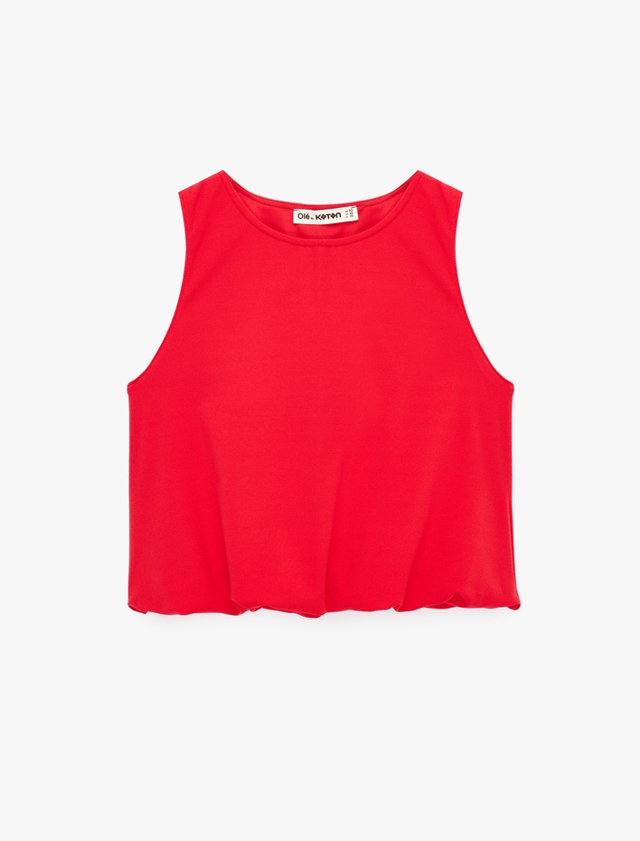  Slim Fit Krep Kumaş Bisiklet Yaka Kolsuz Bluz