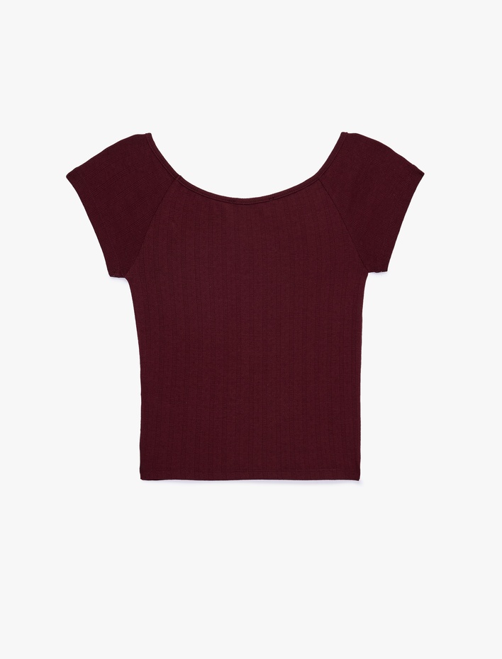  Rahat Kalıp Kısa Kollu Kayık Yaka Çiçek Detaylı Pijama üstü