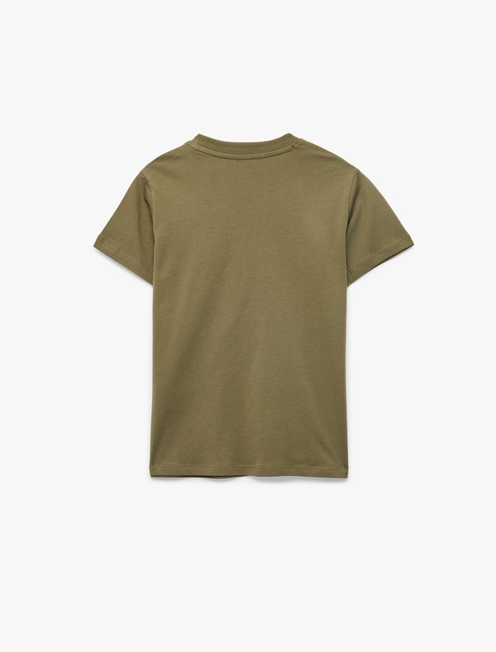 Erkek Çocuk Pamuklu Kısa Kollu Bisiklet Yaka Baskılı Tişört