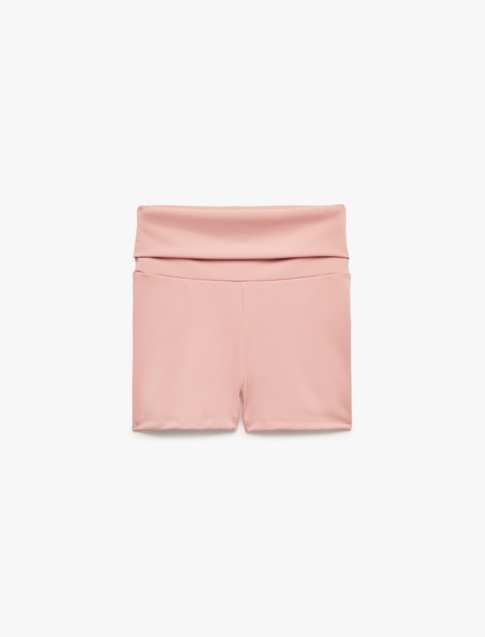 Kız Çocuk Yüksek Bel Beli Lastikli Basic Kısa Tayt