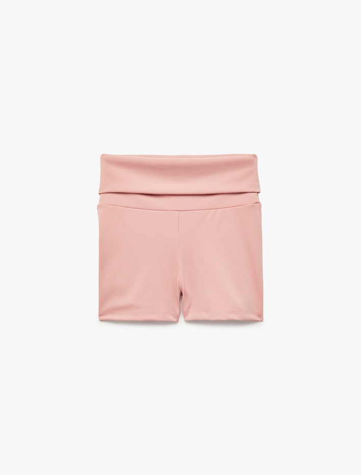 Kız Çocuk Yüksek Bel Beli Lastikli Basic Kısa Tayt