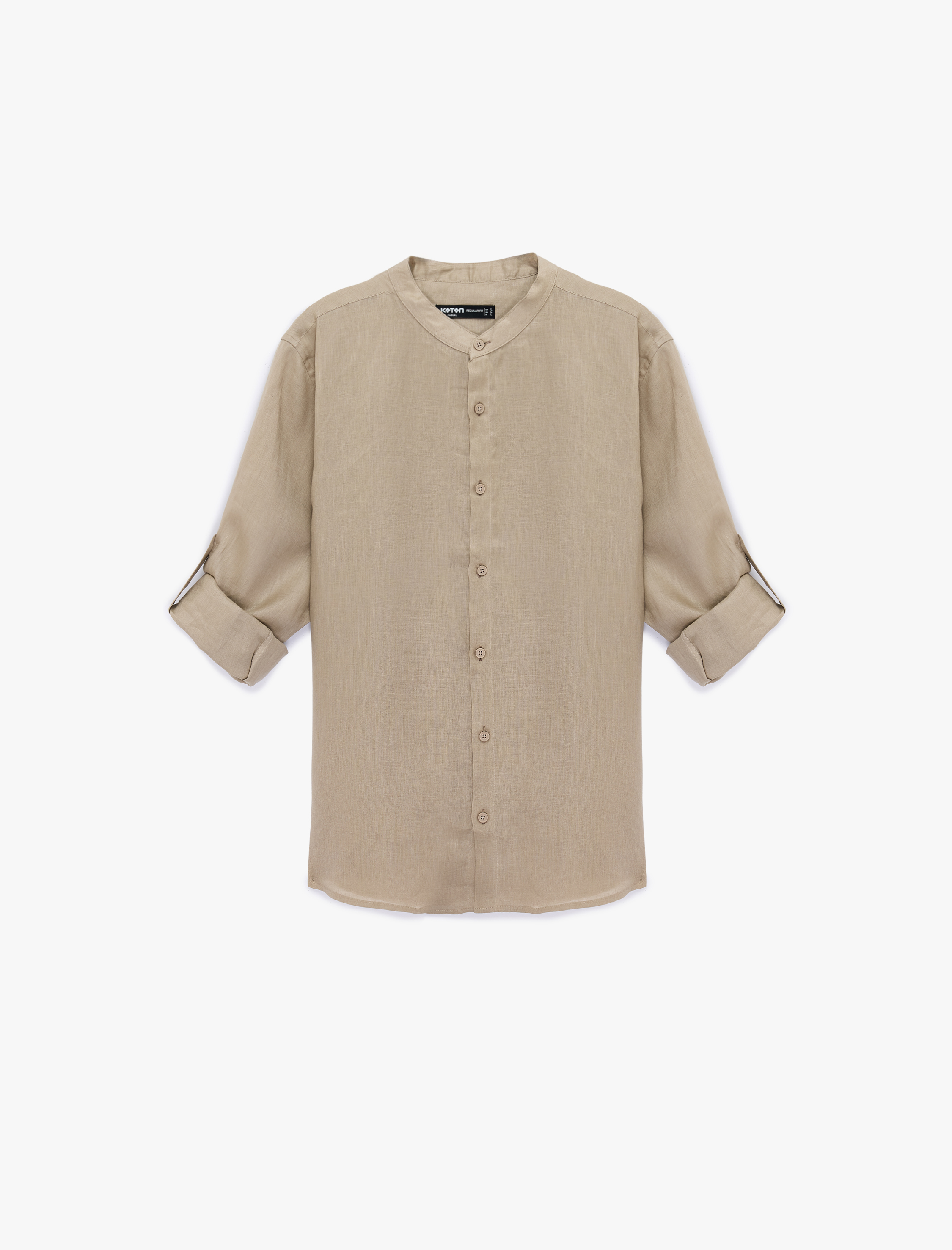   Regular Fit Uzun Kollu Hakim Yaka Keten Gömlek