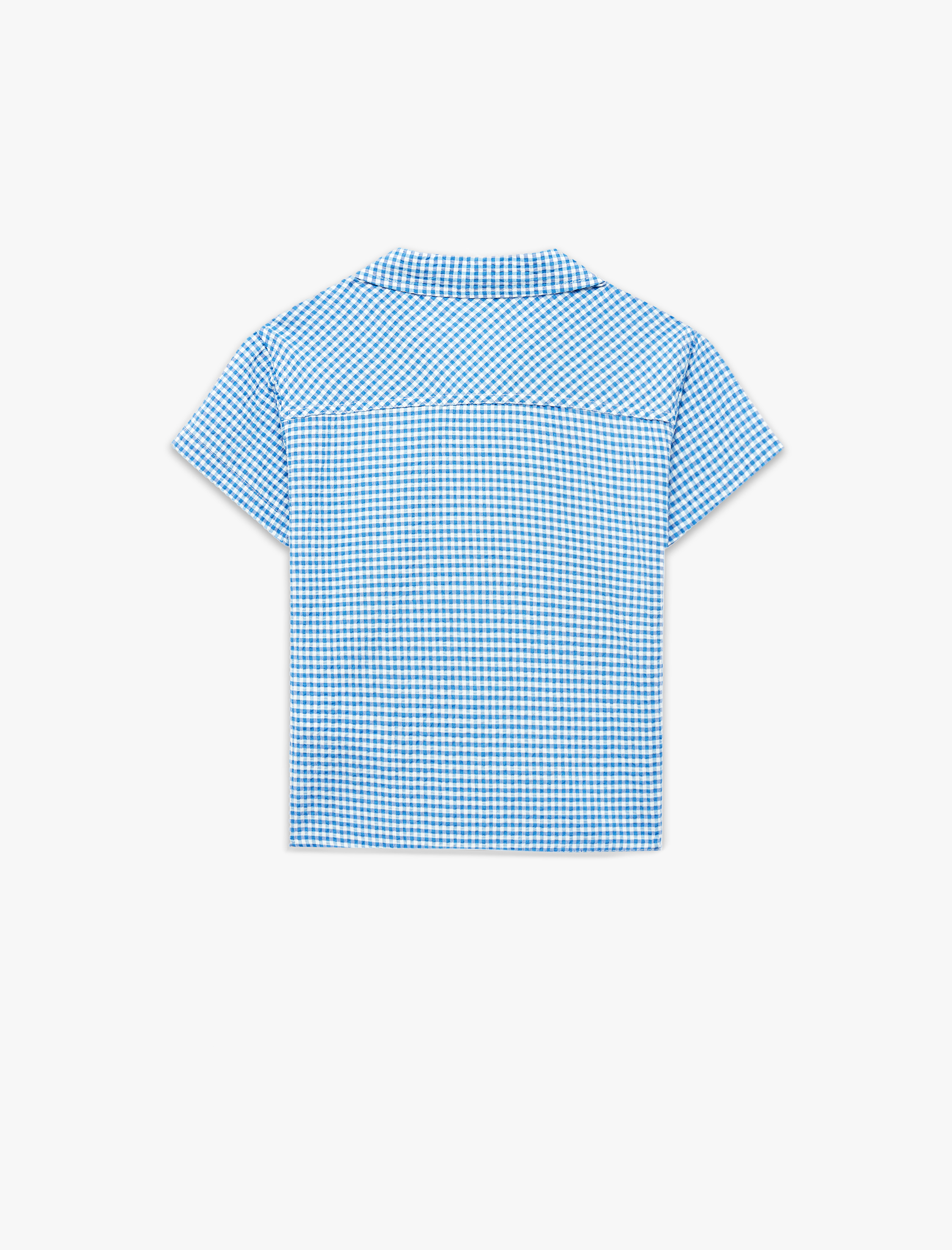  Erkek Bebek Düğmeli Cepli Klasik Yaka Pötikareli Kısa Kollu Gömlek