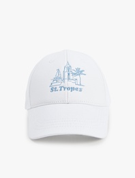 Pamuklu Nakış Detaylı Kep Şapka