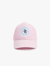 Pamuklu Aplike Detaylı Kep Şapka