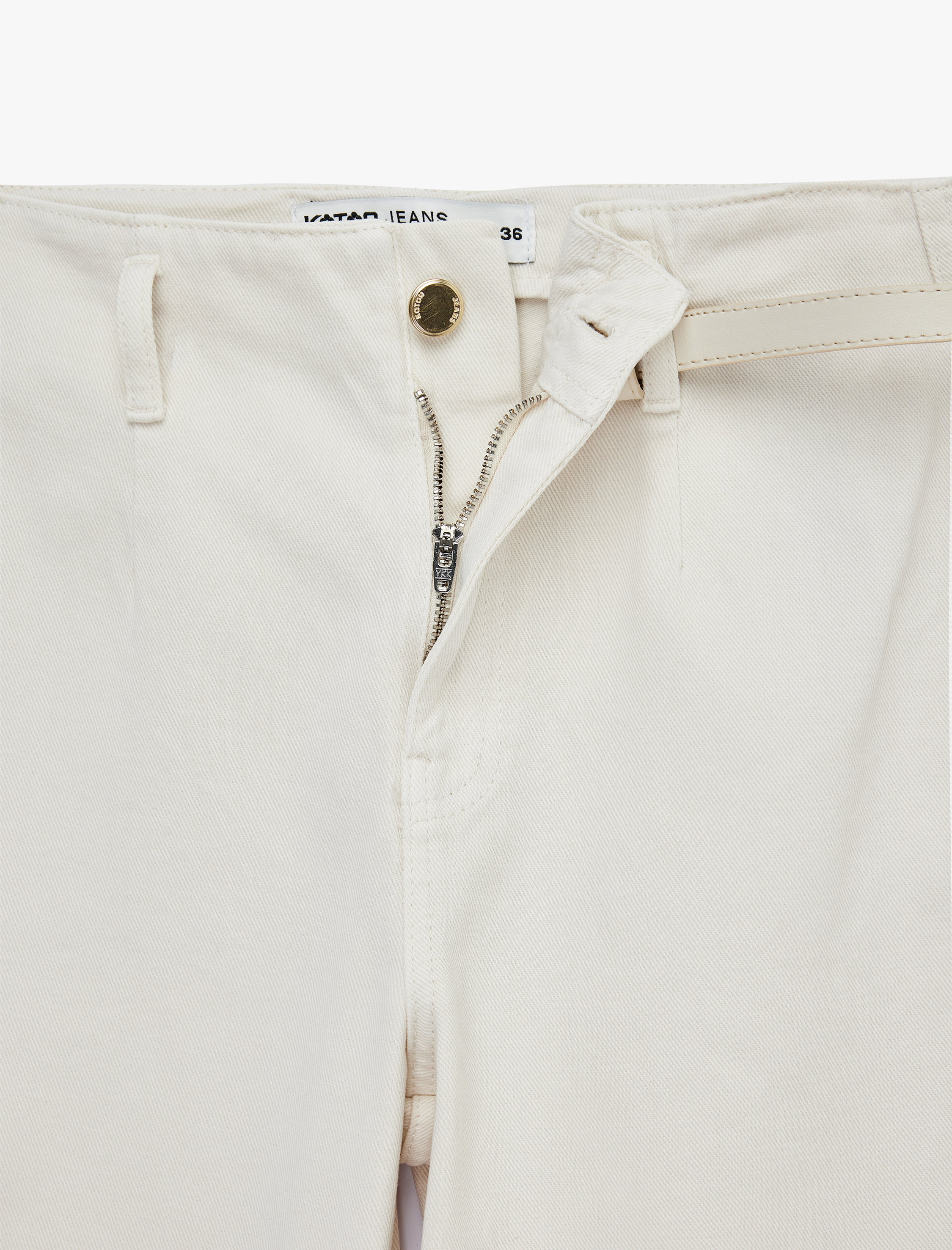   Kemer Detaylı Pamuklu Kısa Geniş Paça Pantolon - Wide Leg Jeans