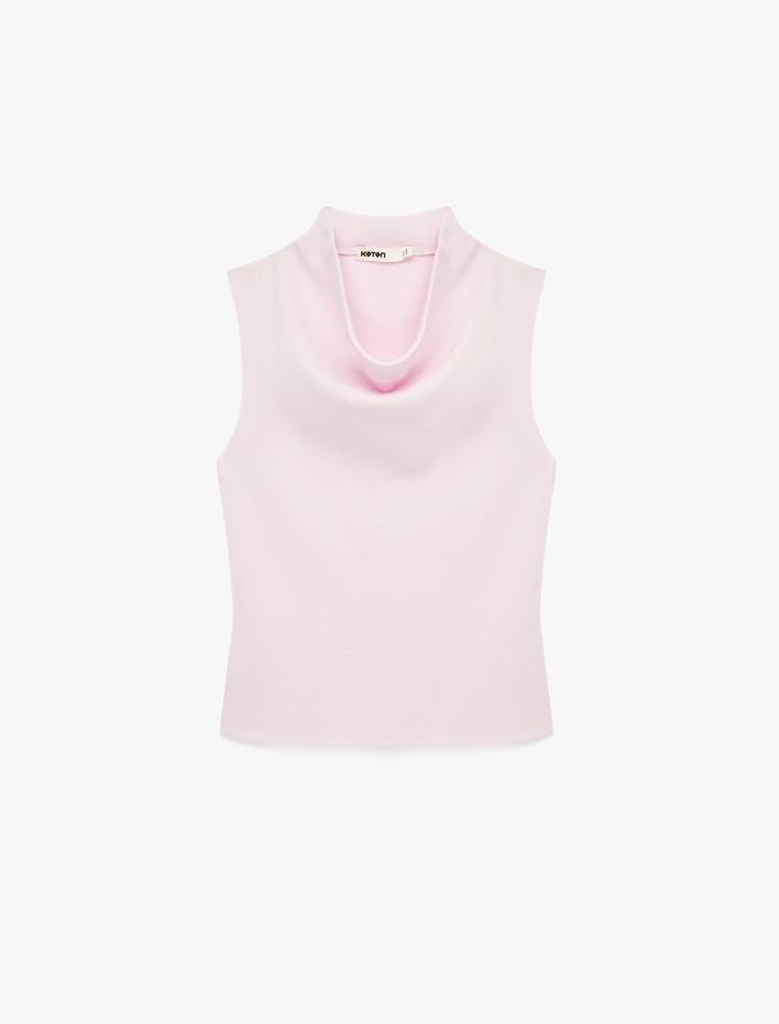  Dik Dökümlü Yaka Viskon Triko Kolsuz Bluz