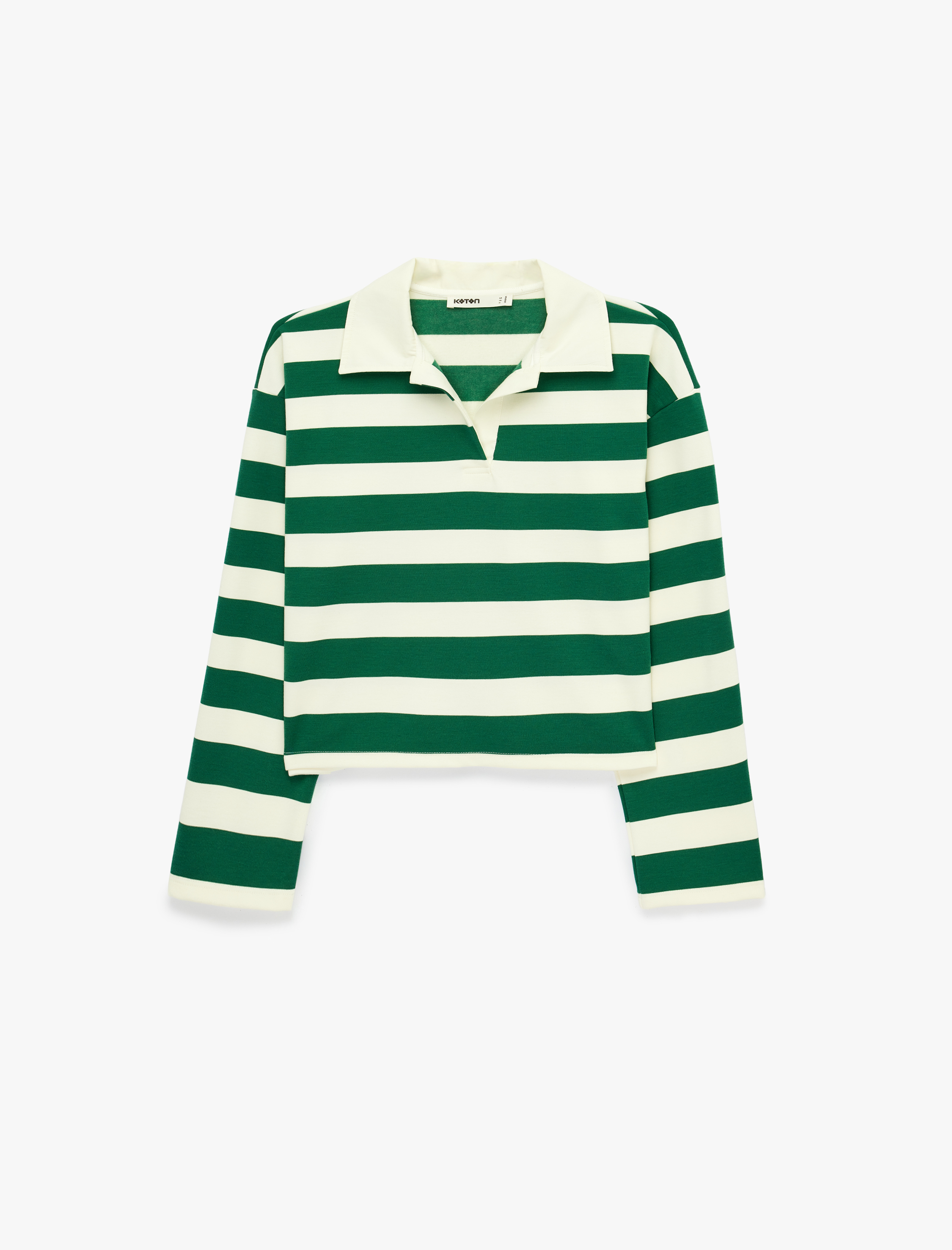   Regular Fit Uzun Kollu Polo Yaka Çizgili Tişört