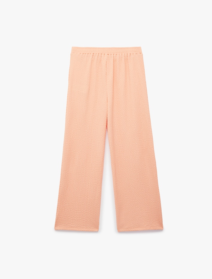 Kız Çocuk Bağlamalı Bürümcük Kumaş Geniş Paça Pantolon