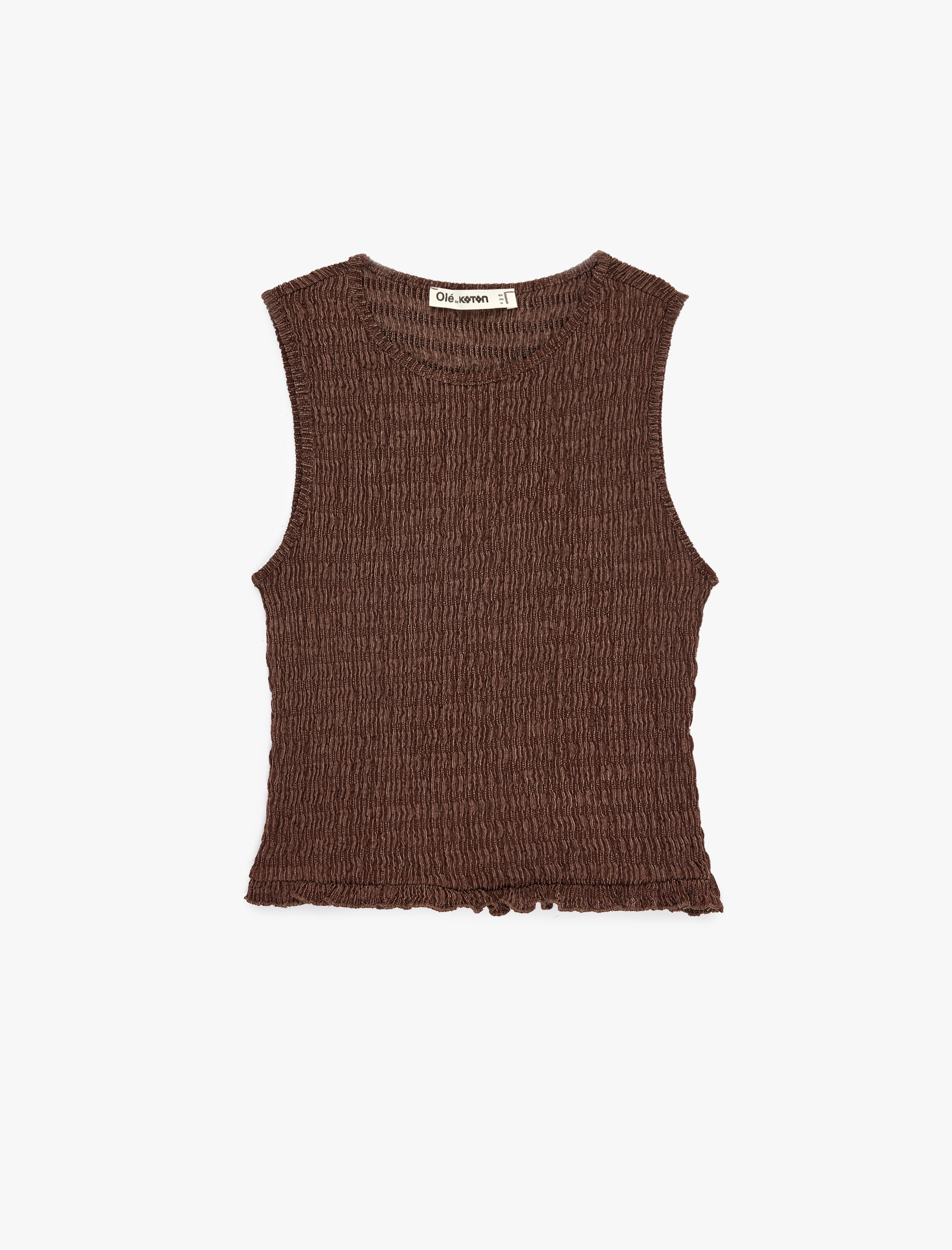   Fırfır Detaylı Bürümcük Bisiklet Yaka Kolsuz Bluz