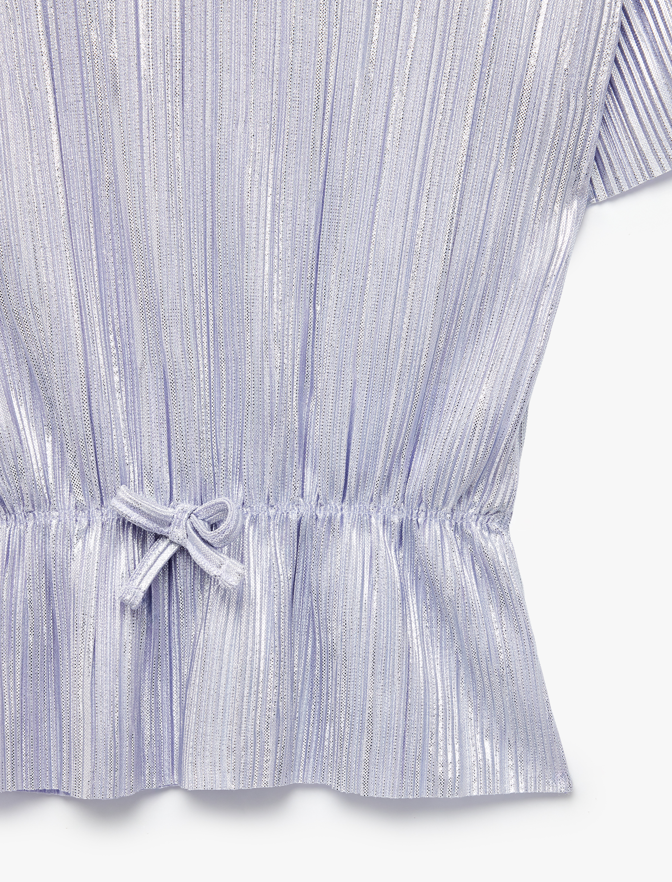  Kız Çocuk Kısa Kollu Beli Lastikli Bisiklet Yaka Fiyonklu Bluz