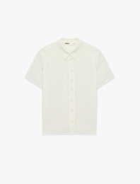 Regular Fit Klasik Yaka Düğmeli Viskon Kısa Kollu Gömlek