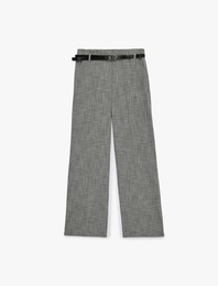 Cepli Kemerli Geniş Paça Kumaş Pantolon