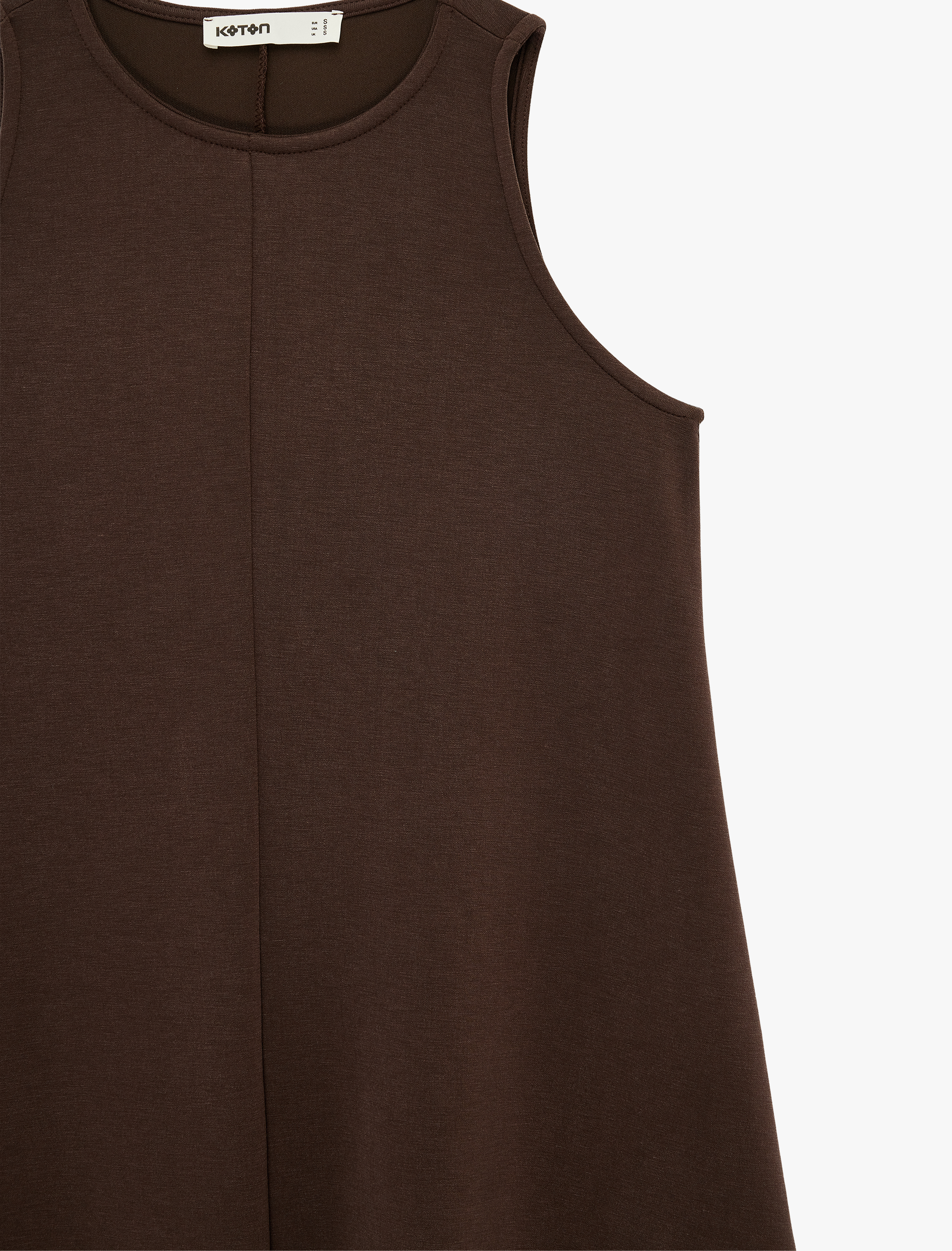   Modal Kumaş Bisiklet Yaka Kolsuz Mini Elbise