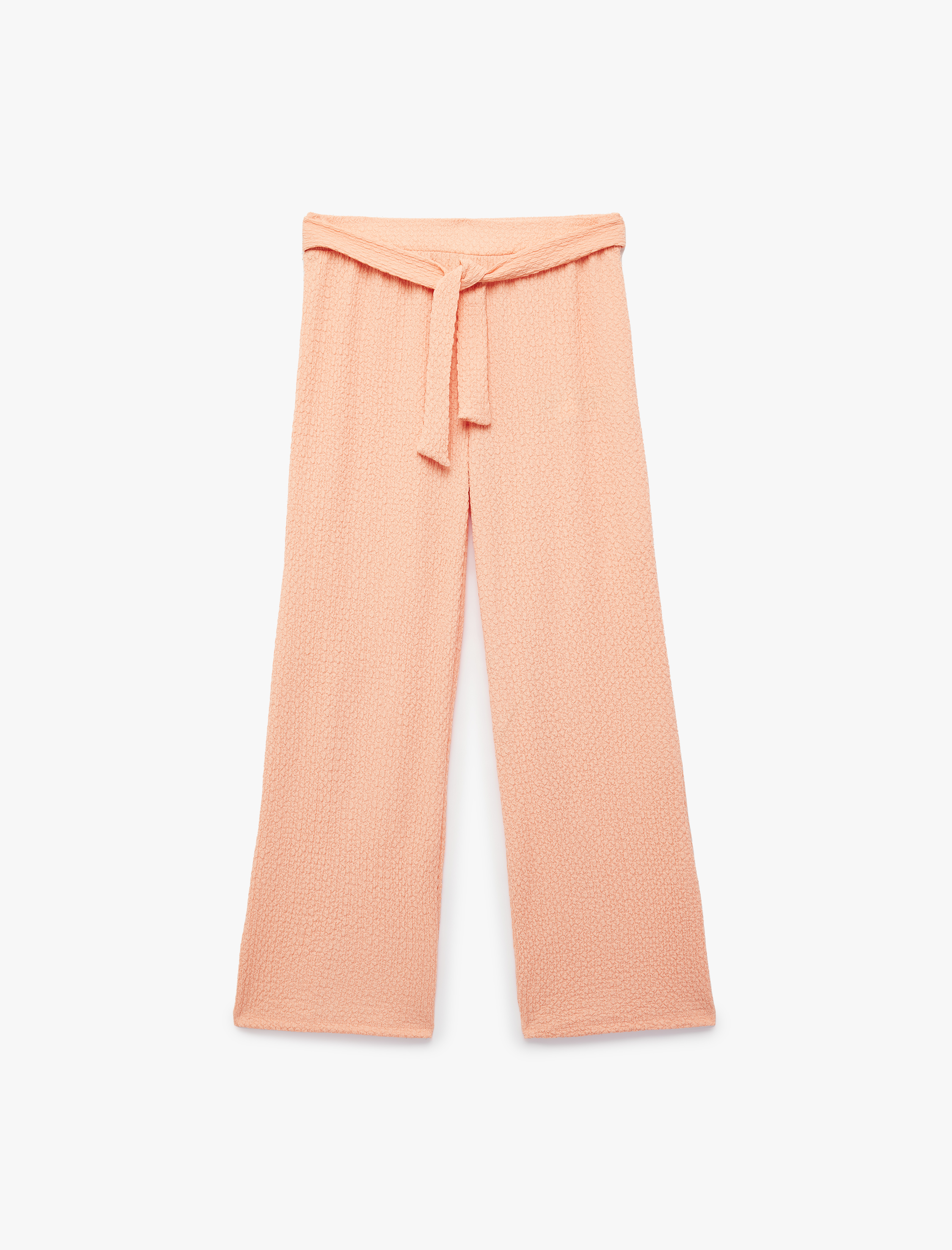  Kız Çocuk Bağlamalı Bürümcük Kumaş Geniş Paça Pantolon