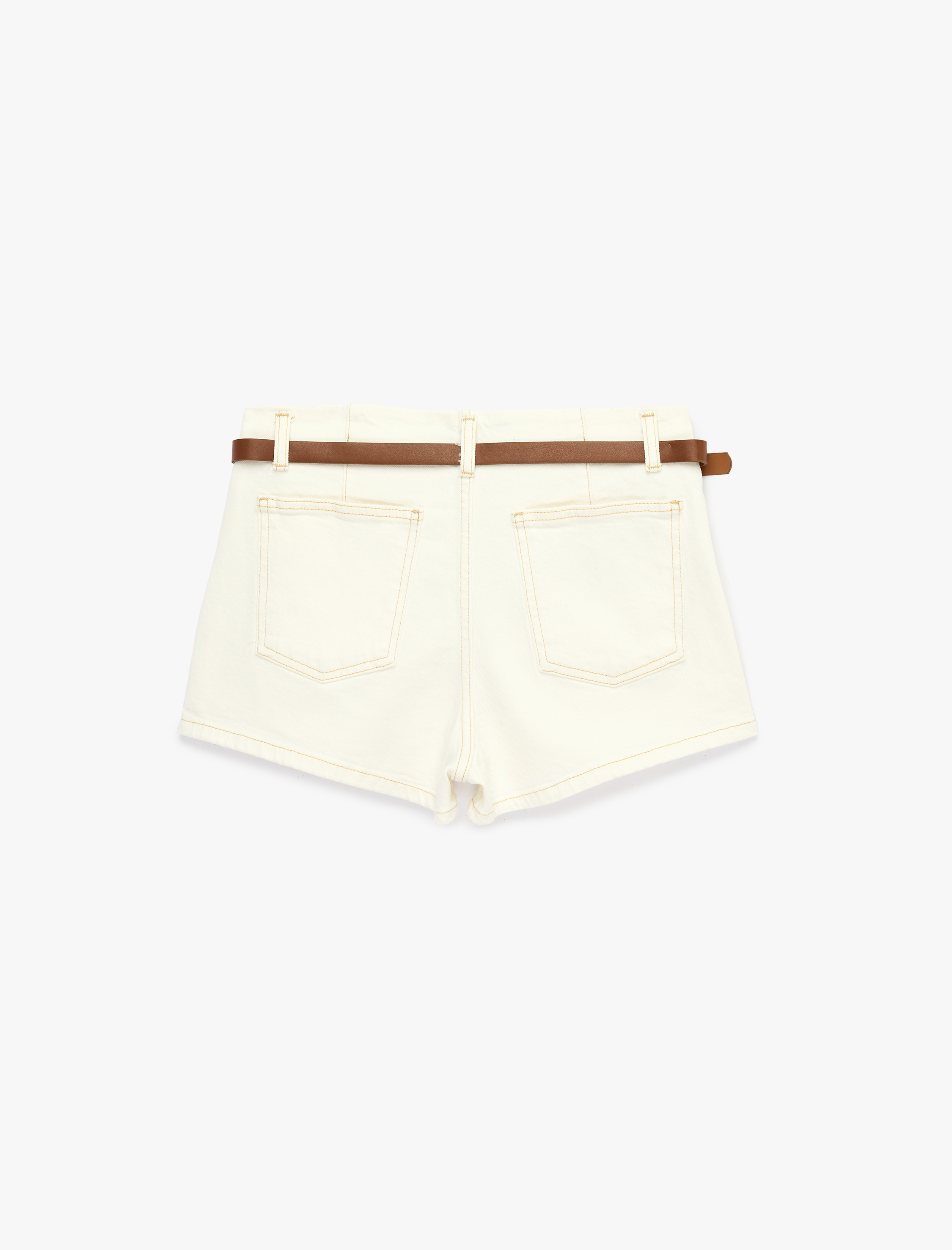   Pamuklu Kemer Detaylı Mini Denim Şort Etek