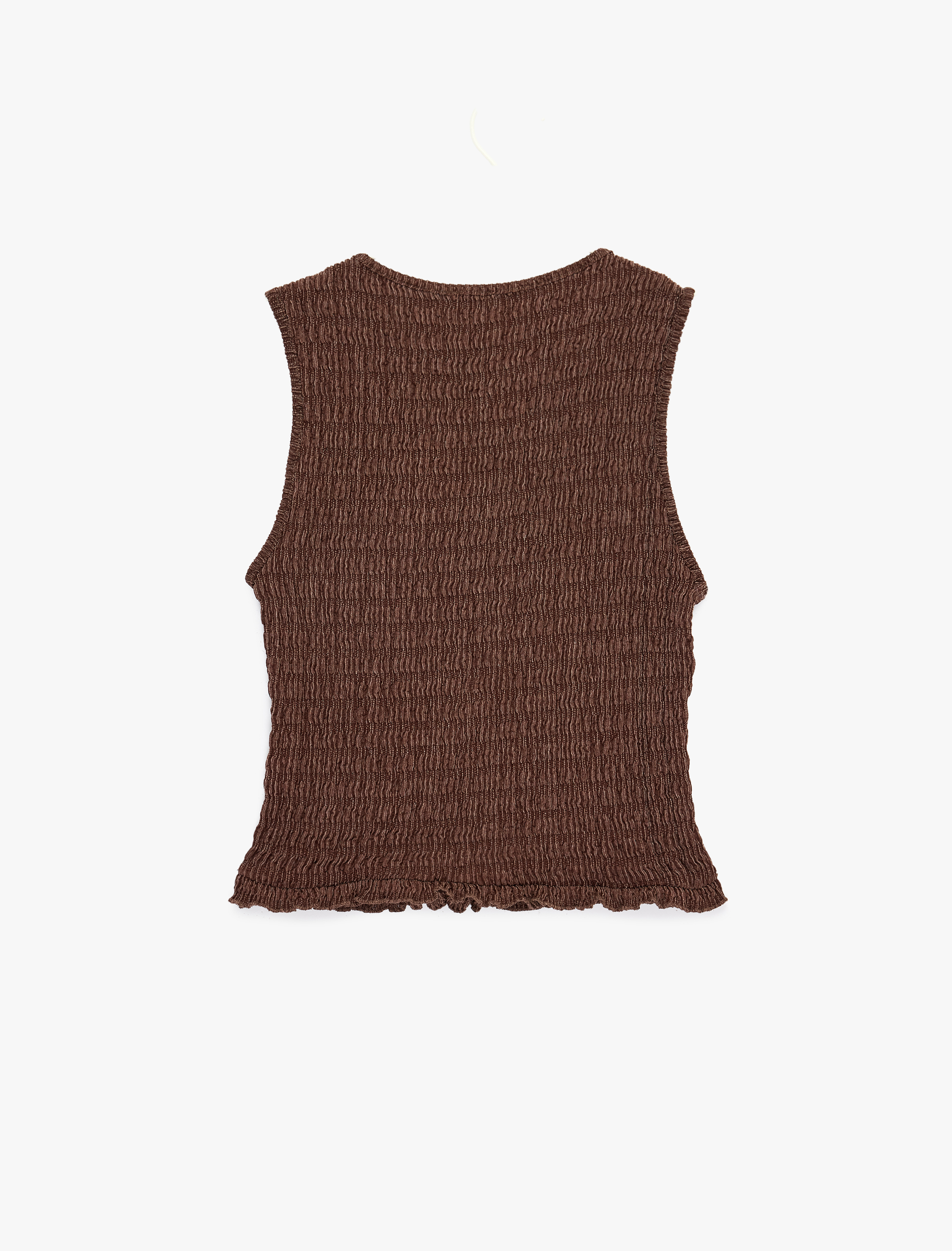   Fırfır Detaylı Bürümcük Bisiklet Yaka Kolsuz Bluz