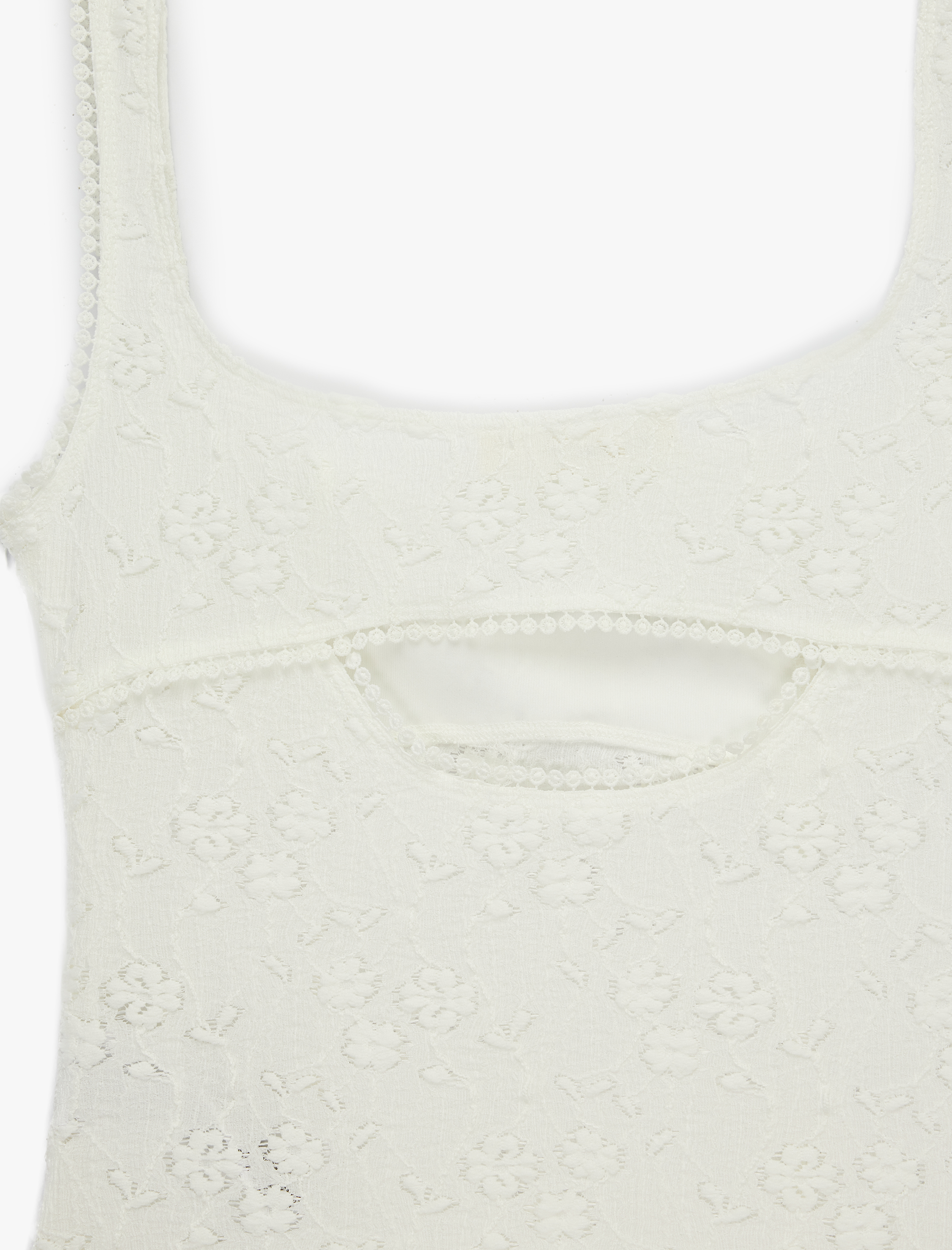   Pencere Detaylı Slim Fit U Yaka Kolsuz Fisto Bluz