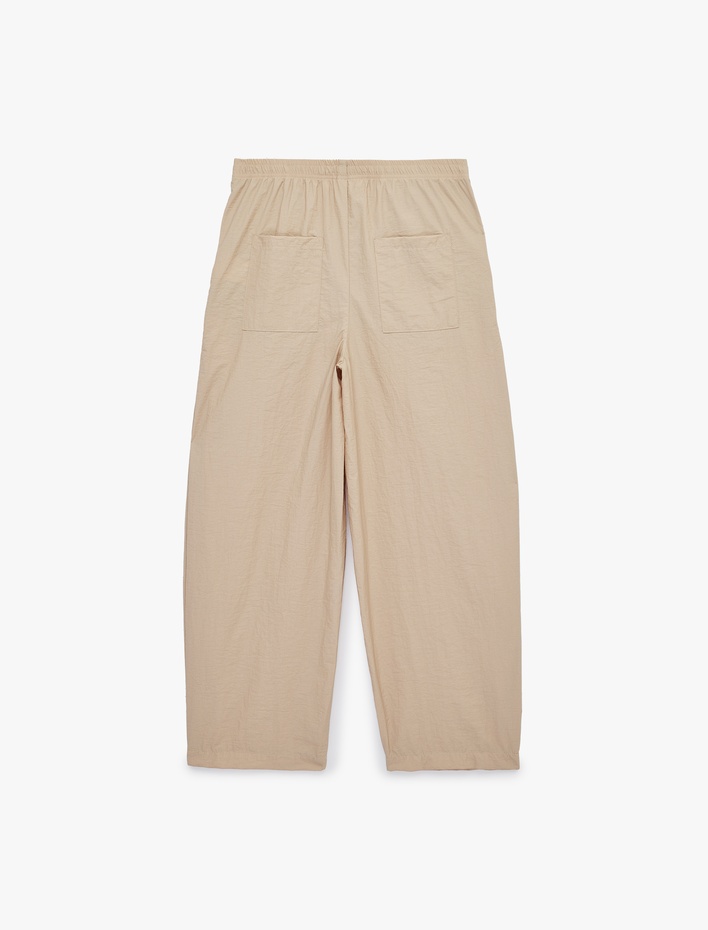  Cep Detaylı Beli Bağcıklı Rahat Kalıp Balon Pantolon