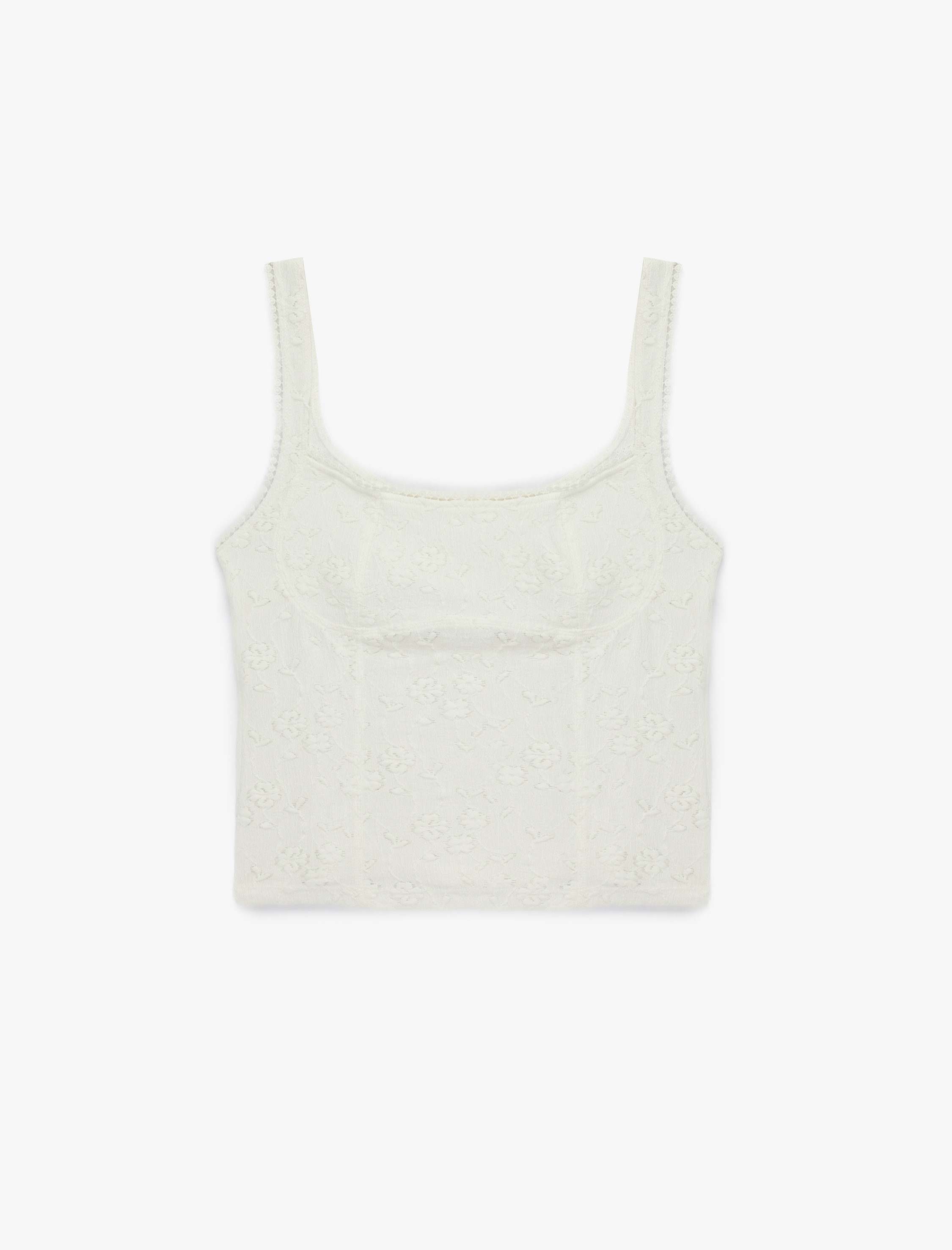   Pencere Detaylı Slim Fit U Yaka Kolsuz Fisto Bluz