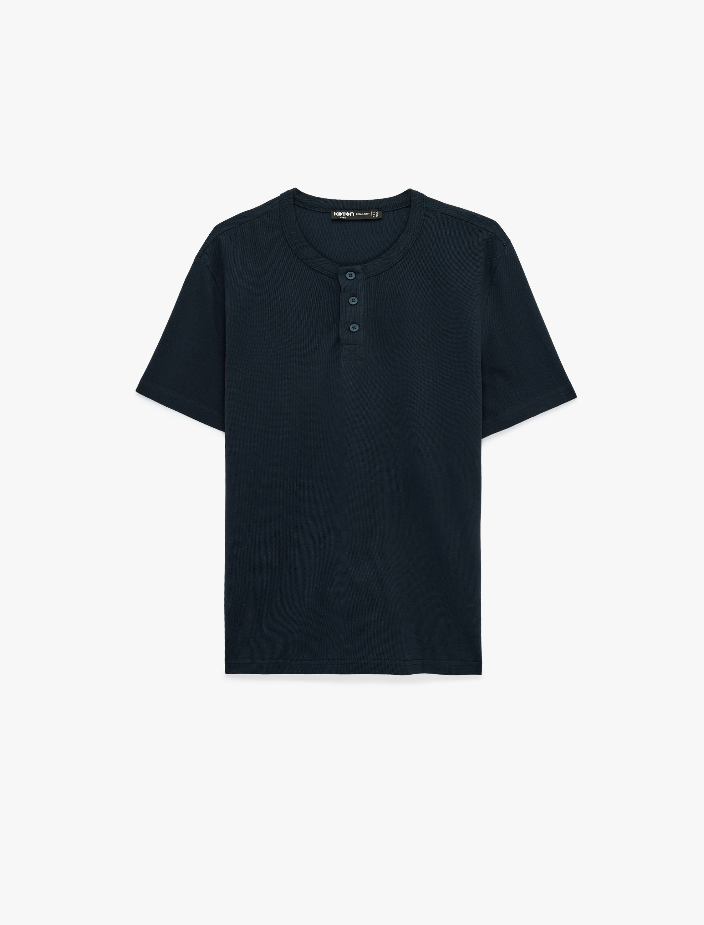   Regular Fit Kısa Kollu Pamuklu Pike Kumaş Düğmeli Hakim Yaka Tişört