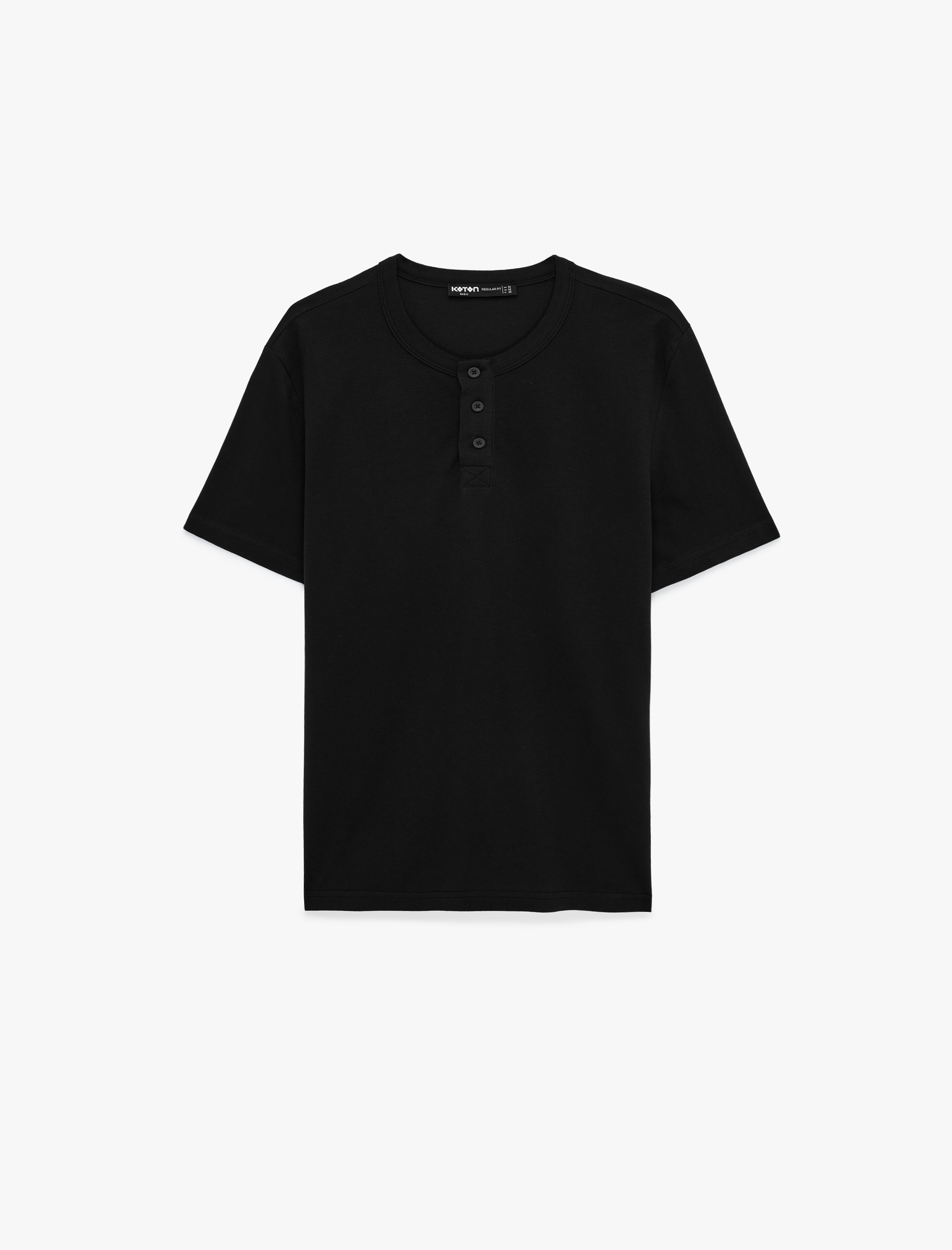   Regular Fit Kısa Kollu Pamuklu Pike Kumaş Düğmeli Hakim Yaka Tişört