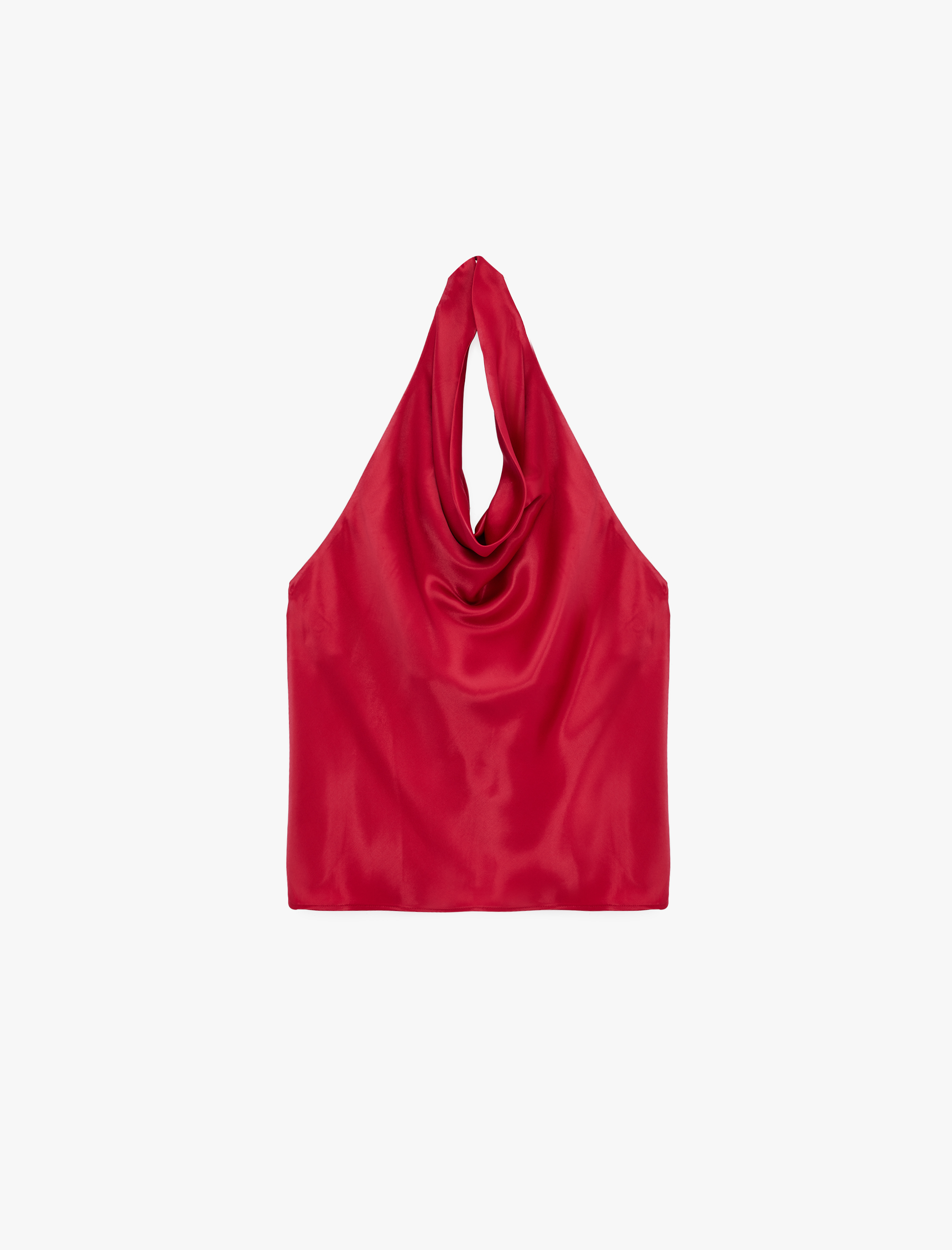   Sırt Dekolteli Degaje Yaka Saten Bluz