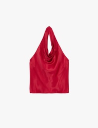 Sırt Dekolteli Degaje Yaka Saten Bluz