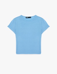 Slim Fit Kısa Kollu Bisiklet Yaka Viskon Spor Tişört