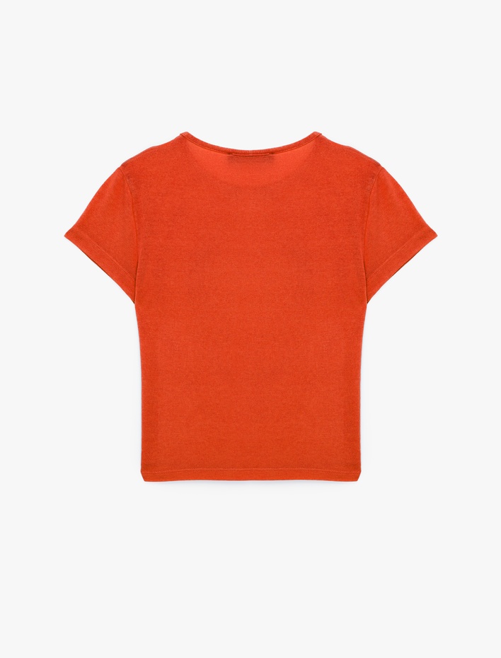  Slim Fit Kısa Kollu Bisiklet Yaka Viskon Spor Tişört