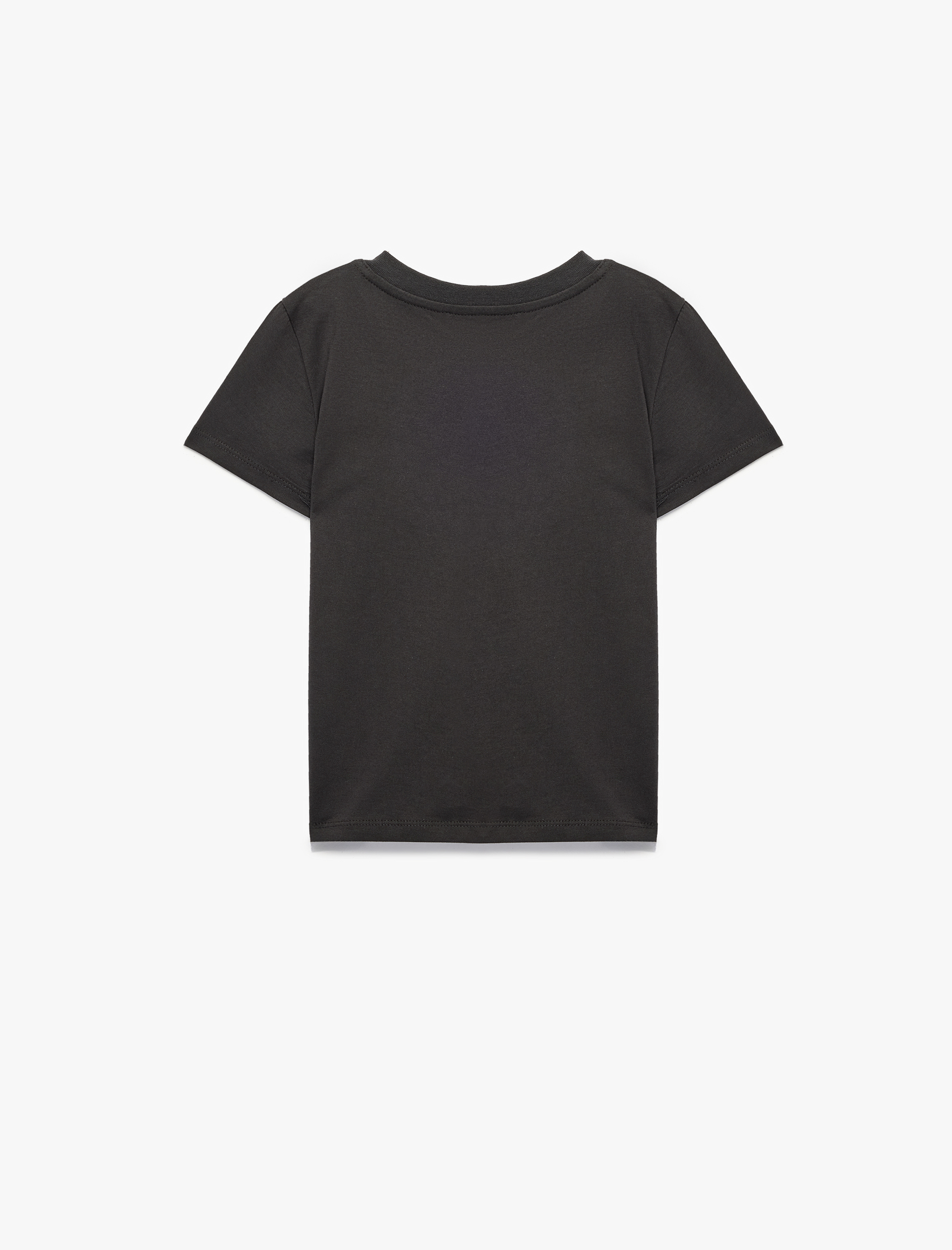  Kız Çocuk Kısa Kollu Bisiklet Yaka Köpek Nakış Detaylı Pamuklu Tişört