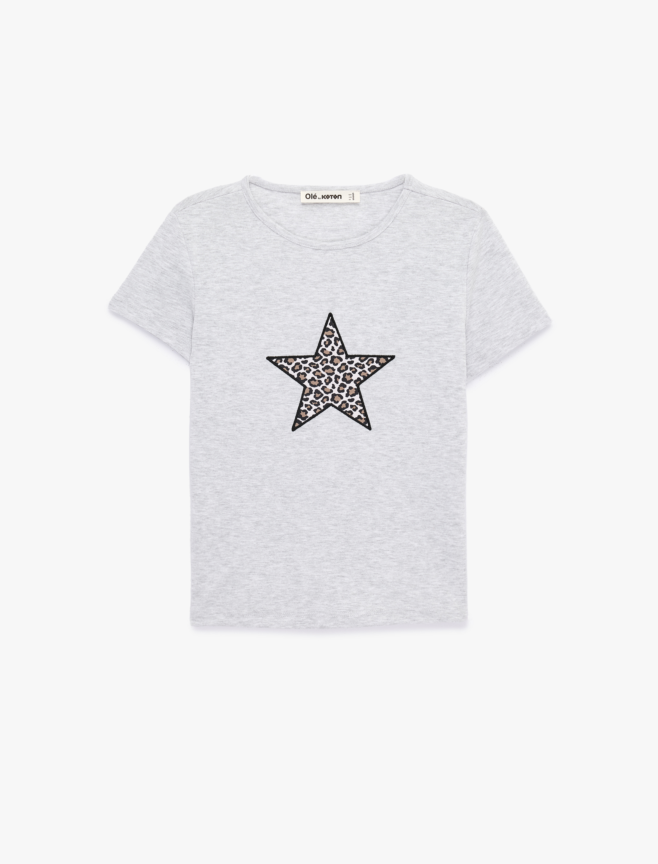   Baskılı Kısa Kollu Bisiklet Yaka Pamuklu Tişört