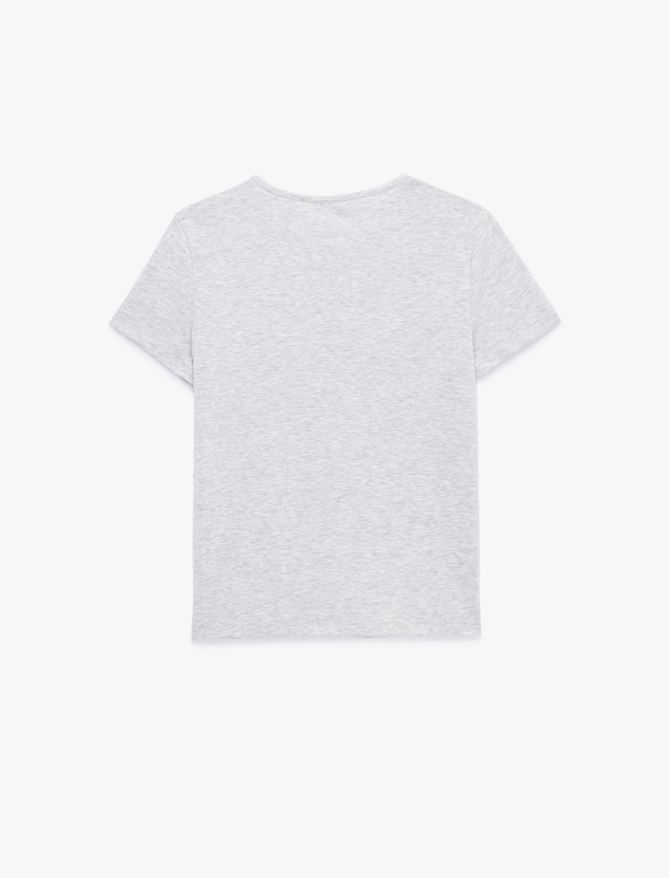   Baskılı Kısa Kollu Bisiklet Yaka Pamuklu Tişört