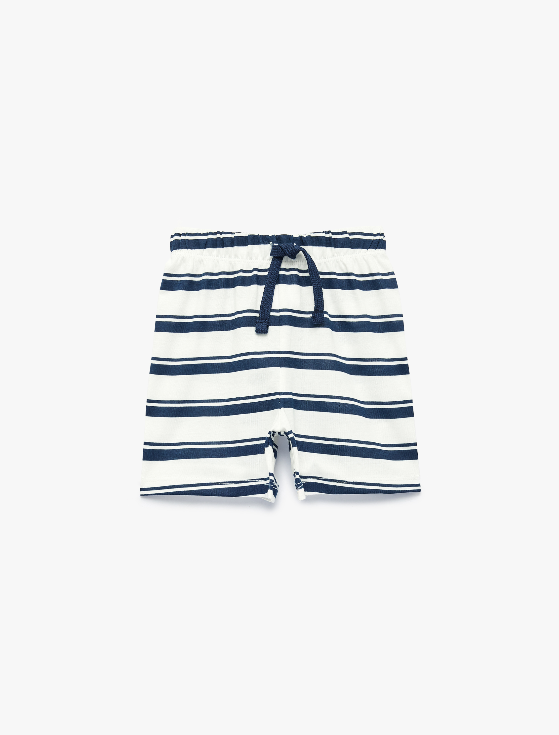  Erkek Bebek Pamuklu Beli Bağlamalı Çizgili Şort
