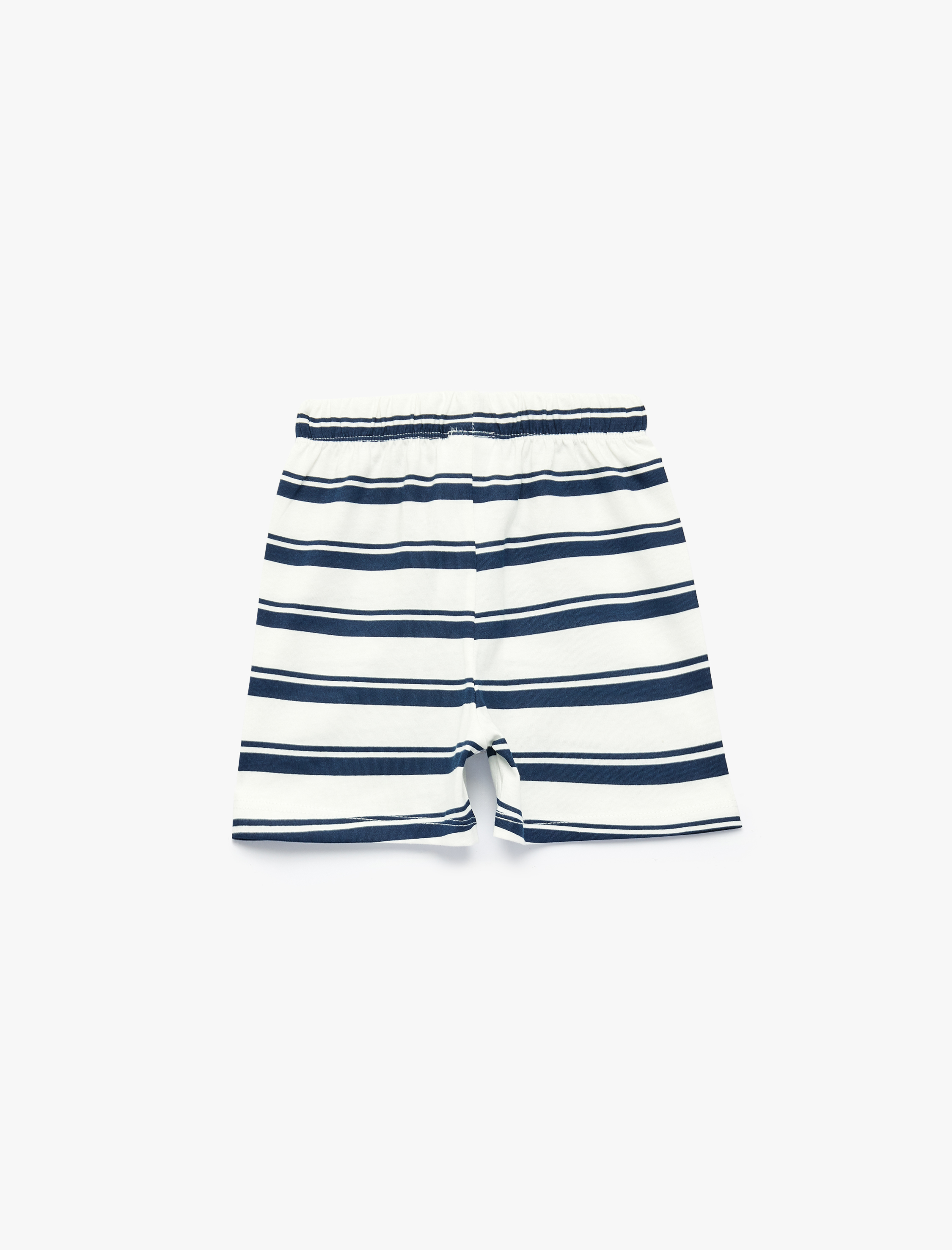  Erkek Bebek Pamuklu Beli Bağlamalı Çizgili Şort