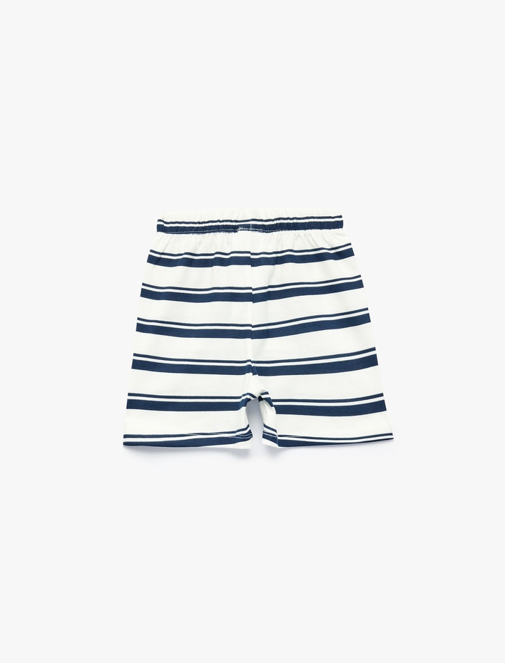 Erkek Bebek Pamuklu Beli Bağlamalı Çizgili Şort