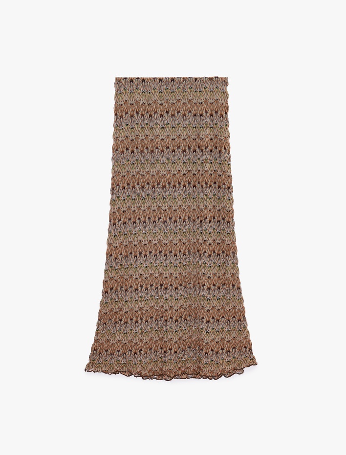  Desenli Midi Kroşe Etek