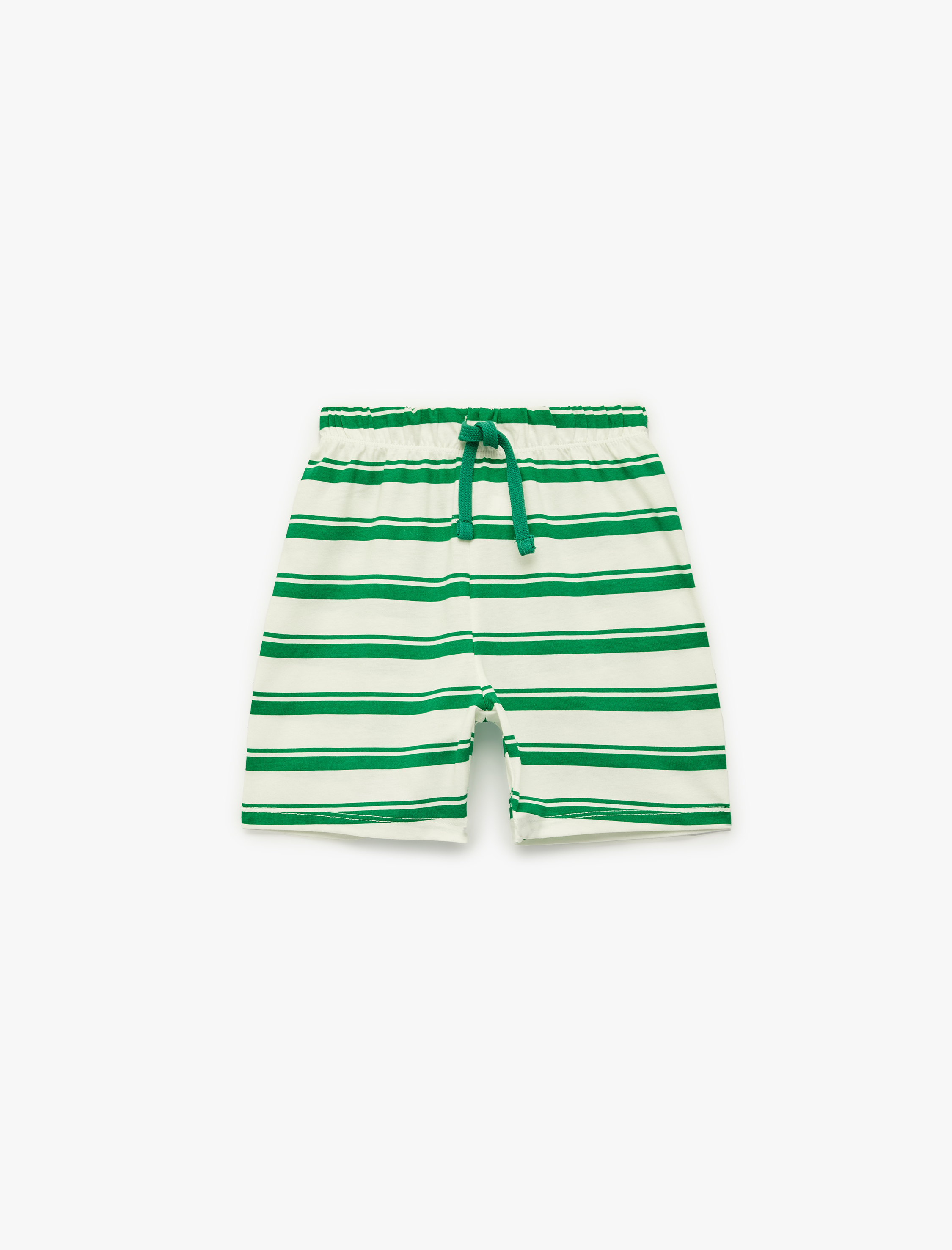  Erkek Bebek Pamuklu Beli Bağcıklı Çizgili Şort
