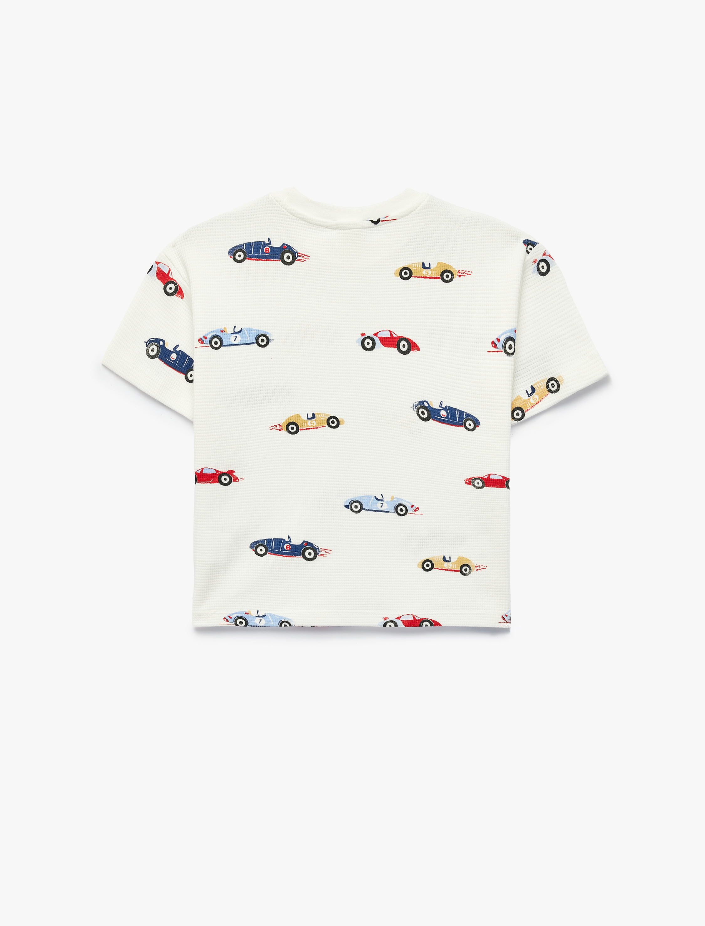  Erkek Bebek Pamuklu Araba Desenli Kısa Kollu Biisklet Yaka Tişört