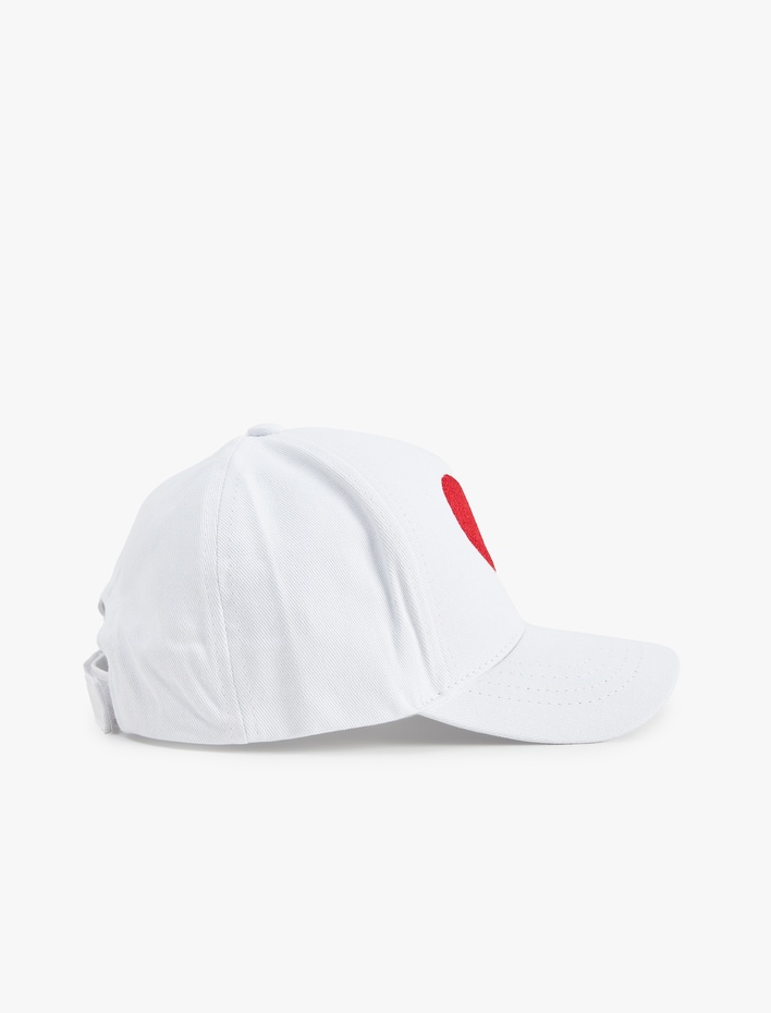 Kız Çocuk Kalp Nakışlı Pamuklu Kep Şapka