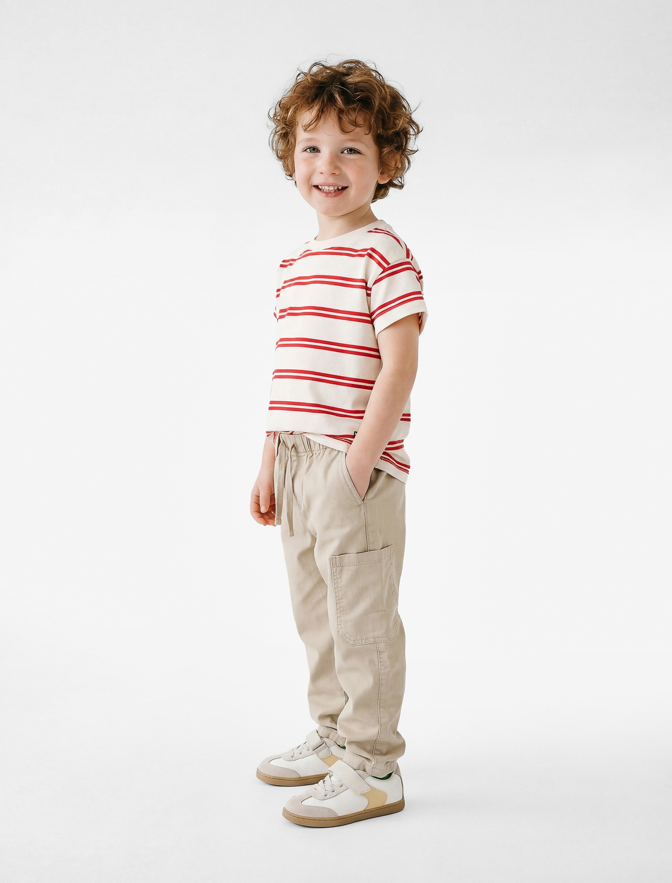  Erkek Bebek Cep Detaylı Beli Bağlamalı Pamuklu Basic Pantolon