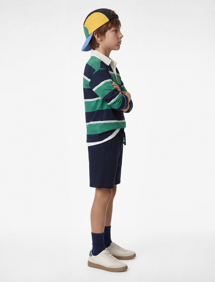 Erkek Çocuk Cepli Beli Bağcıklı Pamuk Karışımlı Basic Şort