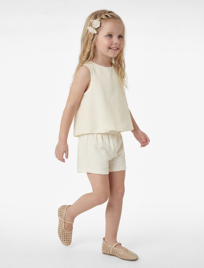 Kız Bebek Beli Lastikli Fistolu Şort