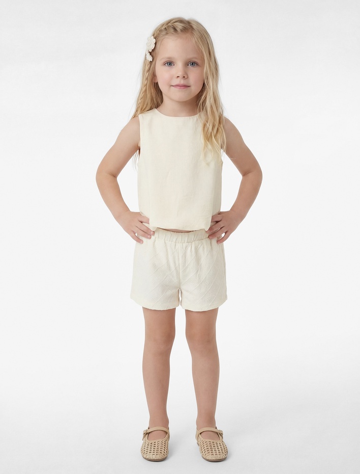 Kız Bebek Beli Lastikli Fistolu Şort