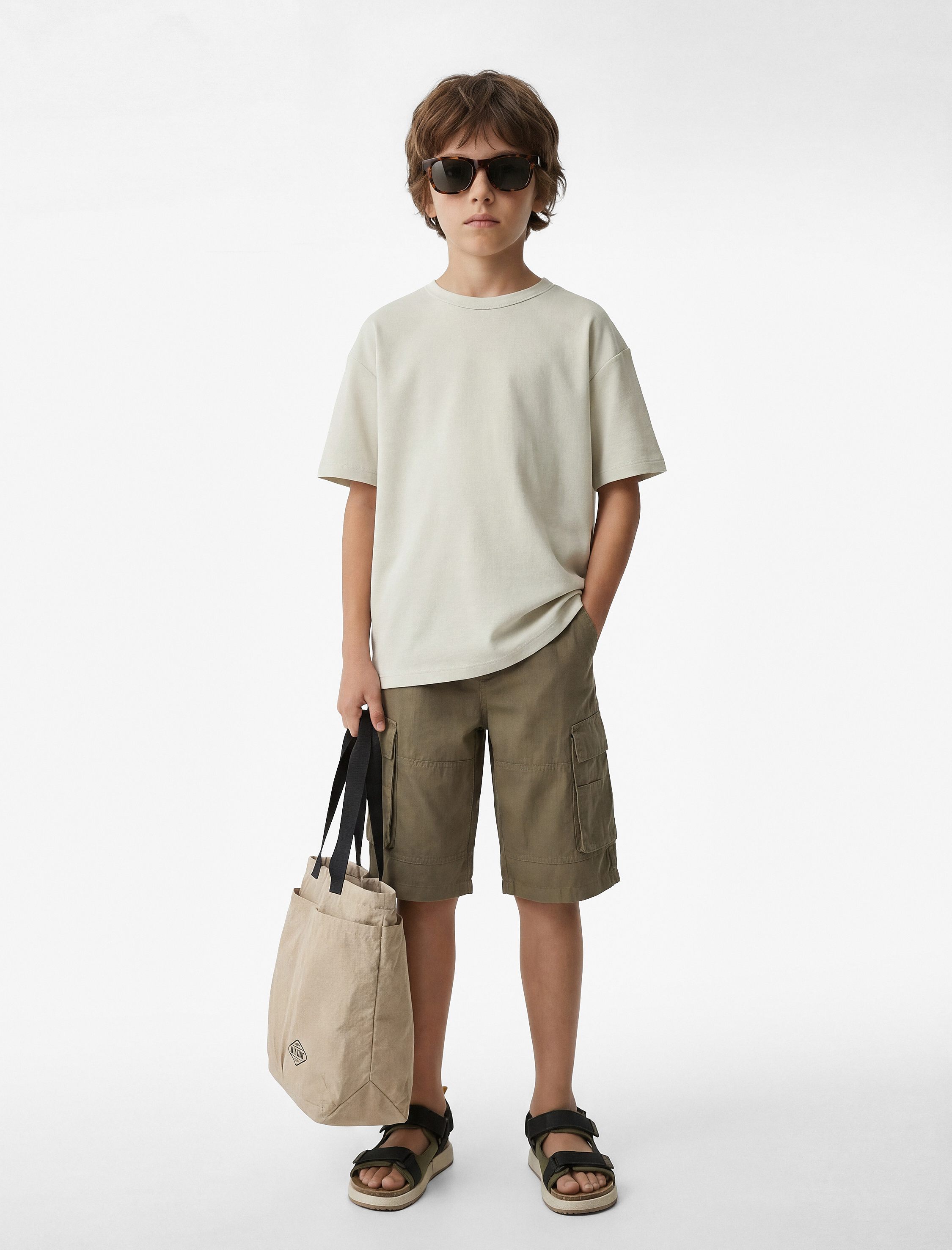  Erkek Çocuk Pamuklu Kısa Kollu Bisiklet Yaka Basic Tişört