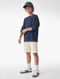 Beli Bağcıklı Pamuklu Basic Şort