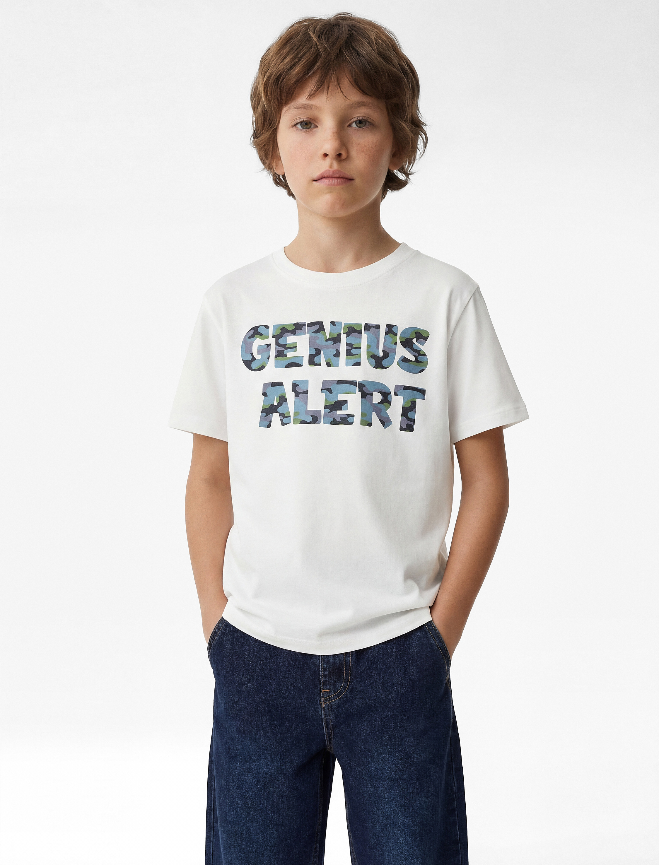  Erkek Çocuk Baskılı Kısa Kollu Bisiklet Yaka Pamuklu Tişört